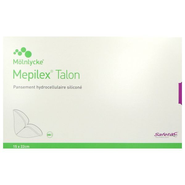 Mepilex Talon Pansement Hydrocellulaire Silicone A L'Argent 15*22 Cm Blanc 10