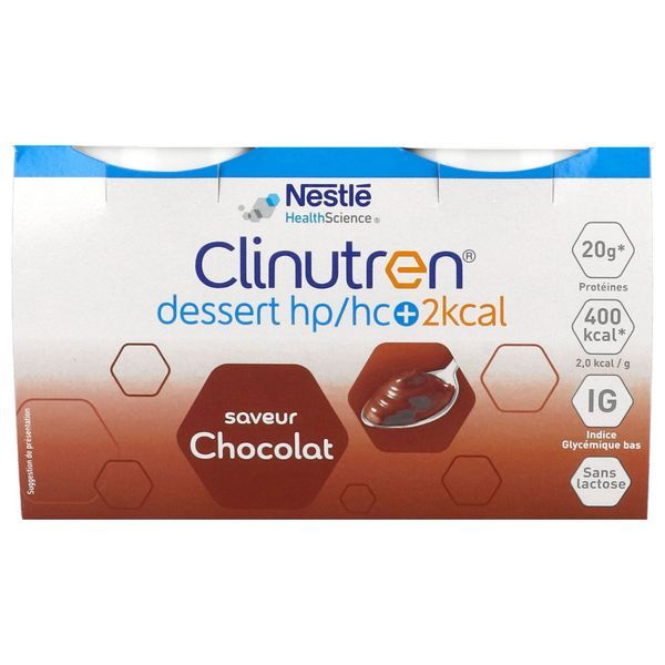 CLINUTREN DESSERT 2 KCAL DADFMS, saveur chocolat, 200 g x 4
