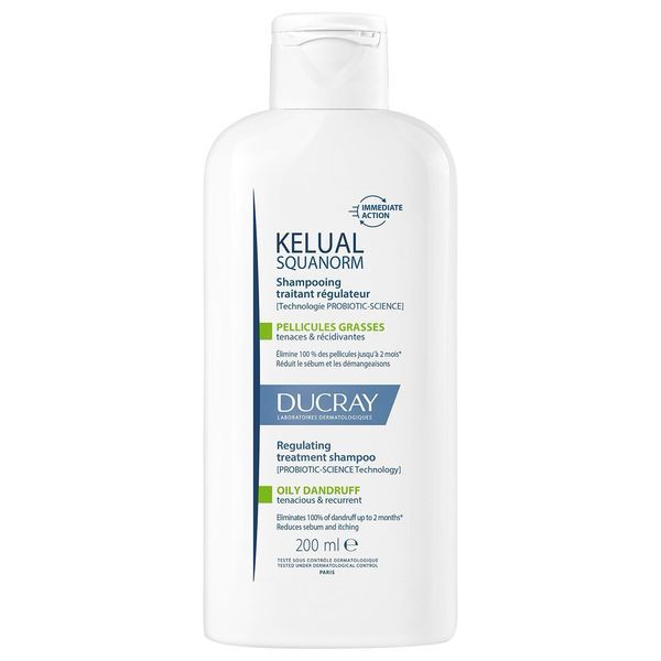 DUCRAY KELUAL SQUANORM SHAMPOOING TRAITANT PELLICULES GRASSES - REF 268175 268176 FLACON 200 ML 1
