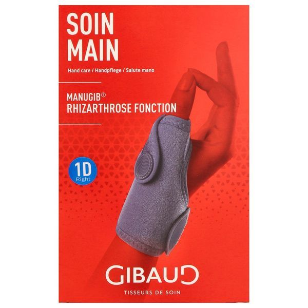 MANUGIB RHIZARTHROSE FONCTION Orthèse de poignet pouce d'immobilisation légère, droit, taille 1, unité