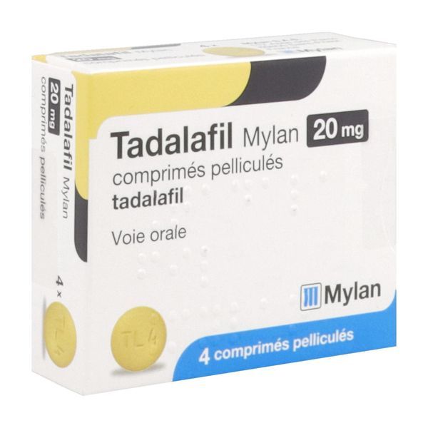 MYLAN TADALAFIL 20 MG BOITE DE 4 COMPRIMES