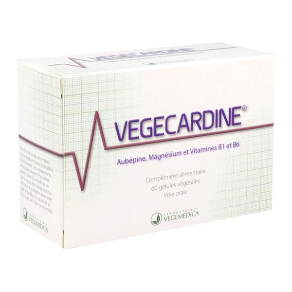 VEGECARDINE Gélule, complément alimentaire à base d'aubépine, magnésium, vitamines B1 et B6, bt 60