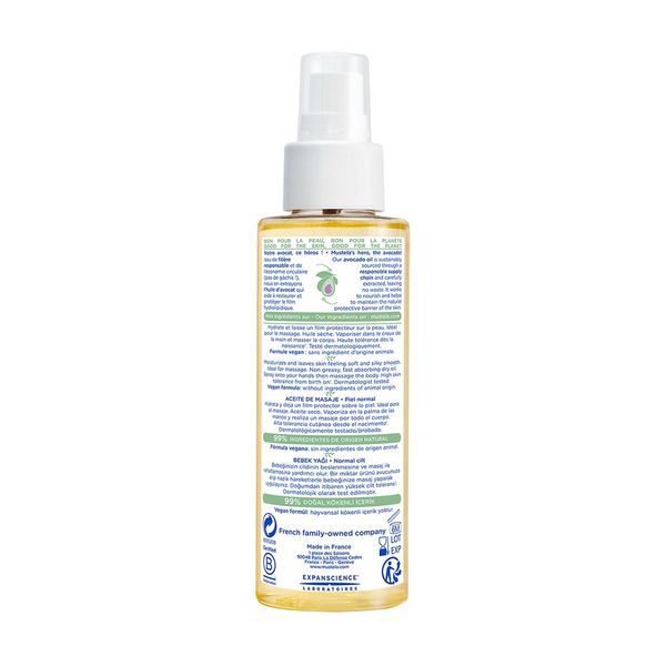 Mustela Huile De Massage A L'Avocat Flacon 100 Ml 1