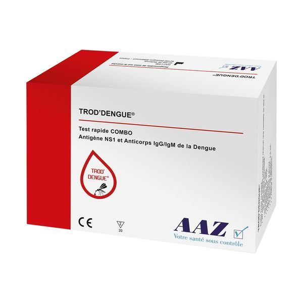 TROD'DENGUE COMBO AAZ Test de diagnostic rapide de l'antigène NS1 et anticorps IgG IgM de la Dengue, bt 20