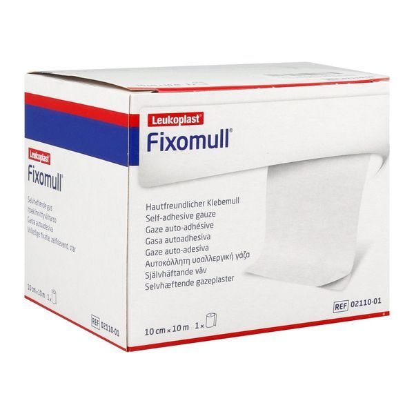 FIXOMULL Bande de gaze adhésive, microporeuse, hypoallergénique, 10 m x 10 cm (ref. 02110-00001-02), unité