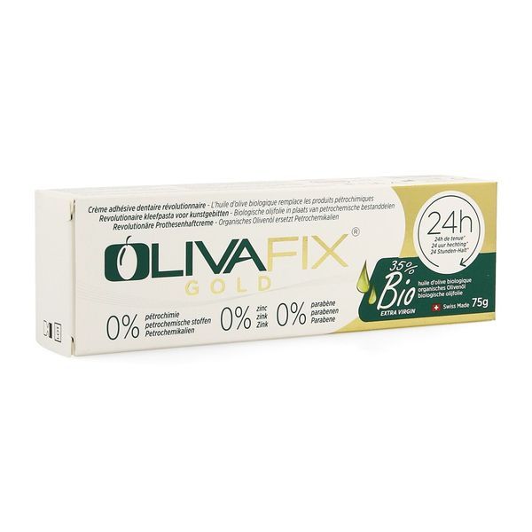 Olivafix Gold Creme Fixative Pour Appareil Dentaire Amovible Tube 75 G 1