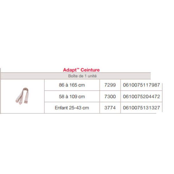 ADAPT CEINTURE Ceinture de maintien de poche de stomie, réglable et élastique, taille 58 cm à 109 cm (ref. 7300), unité