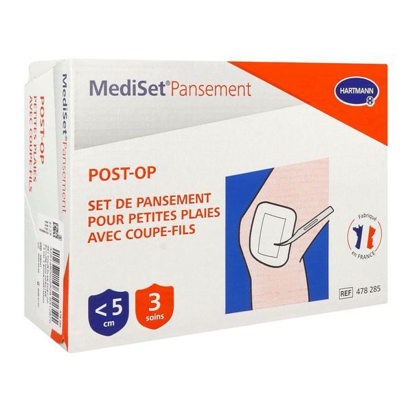 MEDISET PANSEMENT POST - OP PETITES PLAIES Set de nettoyage et de recouvrement avec coupe-fil, petite plaie suturée, bt 3