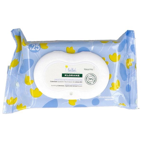 Klorane Bebe Lingettes Nettoyantes Douceur Lingt Sachet 25