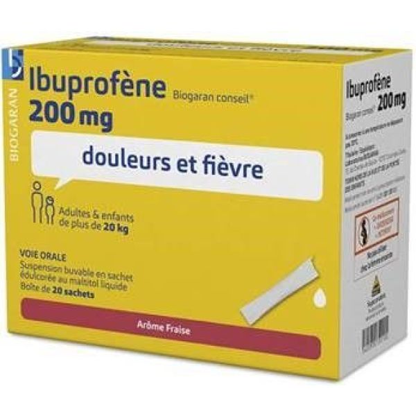 Ibuprofene Biogaran Conseil 200 Mg Suspension Buvable En Sachet Edulcoree Au Maltitol Liquide B/20