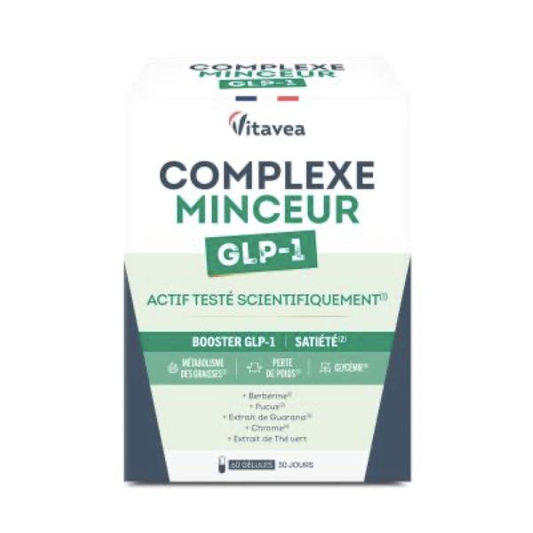 COMPLEXE MINCEUR GLP-1 Gélule, complément alimentaire à base d'extraits de plantes, fucus et chrome, Bte 60