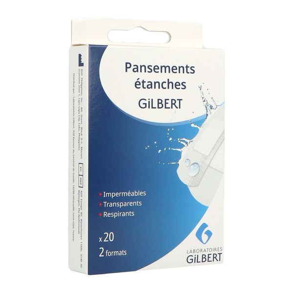 GILBERT PANSEMENTS ETANCHES Pansement adhésif, prédécoupé, imperméable, bt 20
