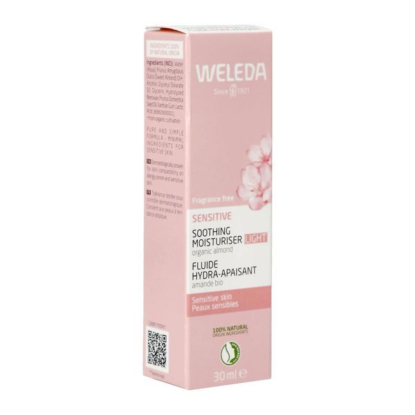 WELEDA AMANDE FLUIDE CONFORT PEAUX SENSIBLES Fluide visage pour peaux sensibles, sans parfum, tube 30 ml