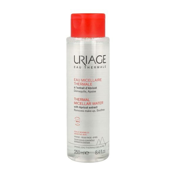 URIAGE EAU MICELLAIRE THERMALE PEAUX SENSIBLES Eau micellaire thermale à l'extrait d'abricot, fl 250 ml