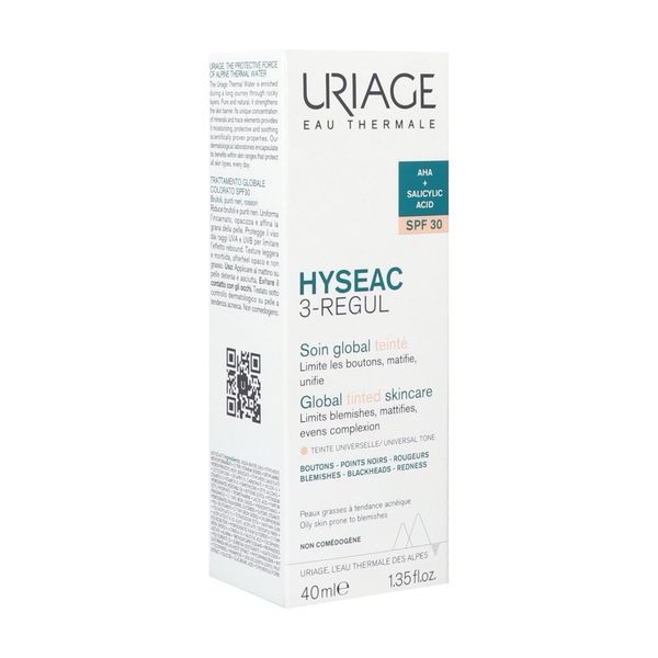 HYSEAC 3 REGUL SPF 30 SOIN GLOBAL TEINTE Soin global teinté, SPF 30, tube 40 ml