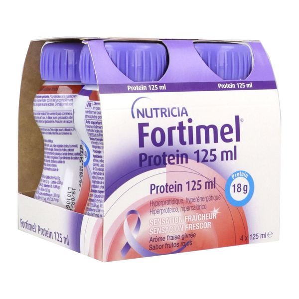 FORTIMEL COMPACT PROTEIN SENSATIONS 2.4 KCAL Denrée alimentaire destinée à des fins médicales spéciales, saveur fraise givrée, 125 ml x 4