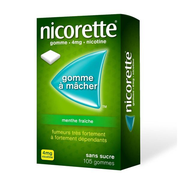Nicorette Menthe Fraiche 4 Mg Sans Sucre (Nicotine) Gommes A Macher Medicamenteuses Edulcorees Au Xylitol Et A L'Acesulfame Potassique B/105