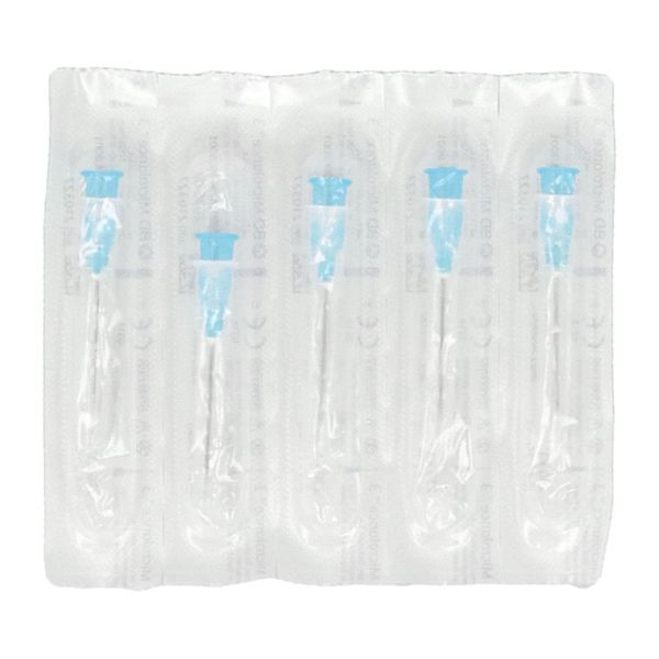 BD MICROLANCE 3 Aiguille hypodermique à usage unique, stérile, à biseau normal et paroi mince, G23, 0,6 mm x 25 mm, bleu (ref. 300800), unité