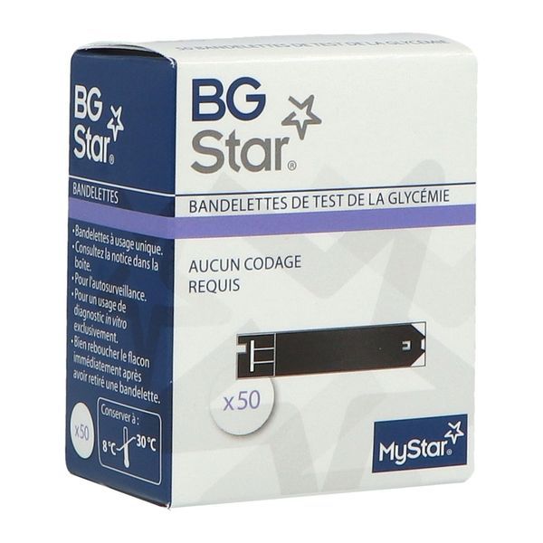 Bgstar Bandelettes Pour Autocontrole Du Sucre Fl 50