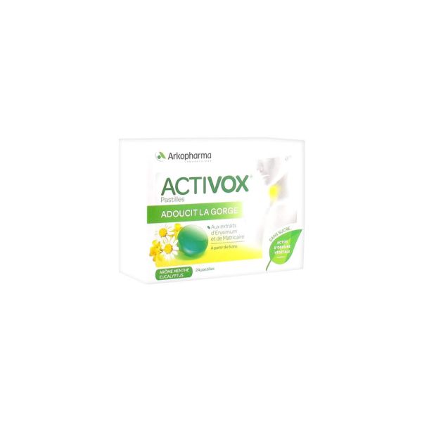 ACTIVOX PASTILLES AROME MENTHE EUCALYPTUS SANS SUCRE ETUI DE 3 BLISTERS DE 8 PASTILLES