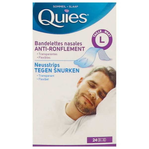 QUIES ANTIRONFLEMENT BANDELETTE Bandelette nasale adhésive, antironflement, large (ref. 154103), bt 24