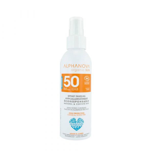 Alphanova Spray solaire familial hypoallergénique SPF50 BIO - 150 g