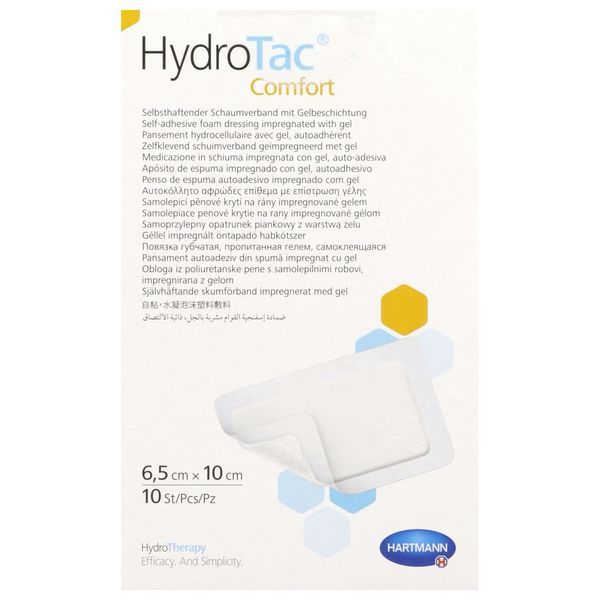 HYDROTAC COMFORT Pansement hydrocellulaire, hydroapaisant, à bords adhésifs, 6,5 cm x 10 cm (ref. 685811), bt 10