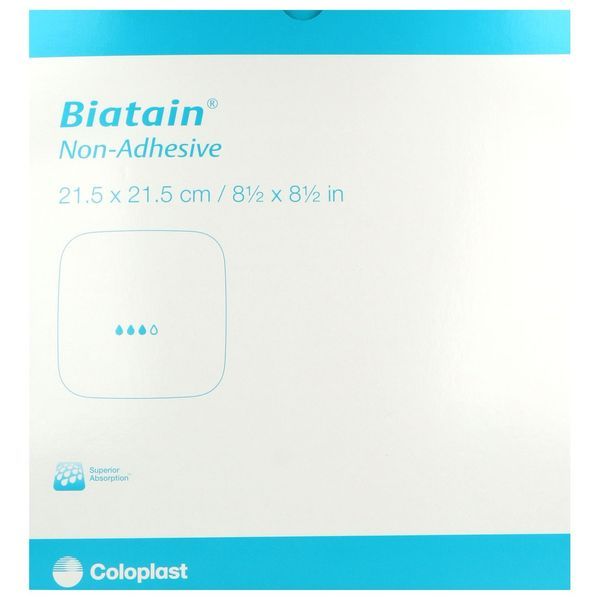 BIATAIN NON ADHESIVE Pansement hydrocellulaire absorbant, non adhésif, stérile, 21,5 cm x 21,5 cm (ref. 334280), bt 10
