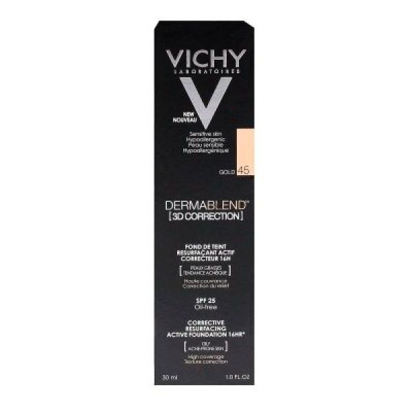 Vichy Dermablend - 3D Correction Teinte 45 - Dore Actif Correcteur 16H Creme Tube 30 Ml 1