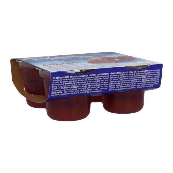 DELICAL GELODIET EAUX GELIFIEES Denrée alimentaire destinée à des fins médicales spéciales, saveur grenadine, 120 g x 4