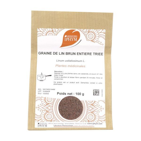 GRAINE DE LIN IPHYM Graine de lin triée, vrac, sac 100 g