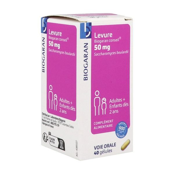 LEVURE BIOGARAN CONSEIL Gélule, complément alimentaire à base de levure Saccharomyces boulardii, pot 40