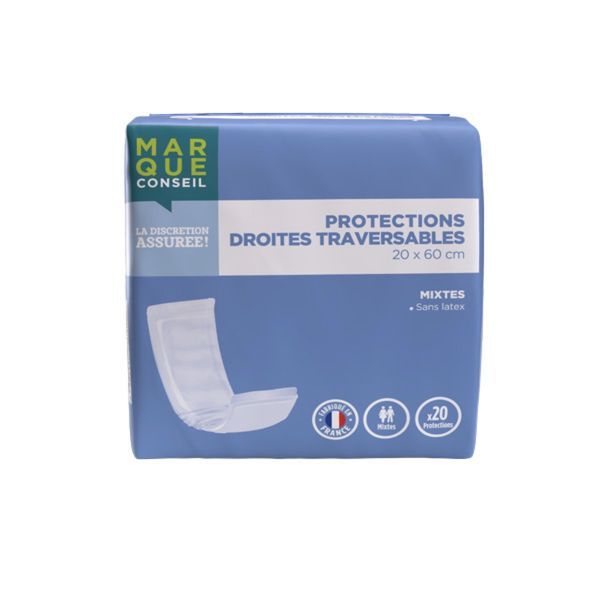 MARQUE CONSEIL PROTECTION Protection droite pour incontinence urinaire, mixte, paquet 20