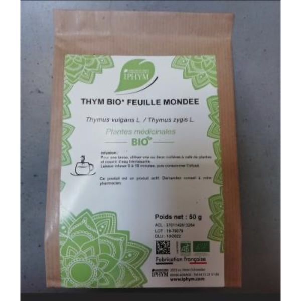 THYM BIO FEUILLE MONDEE IPHYM Feuille de thym mondée bio, vrac, sac 50 g