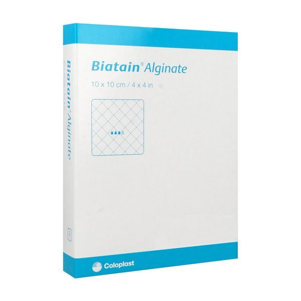BIATAIN ALGINATE Pansement d'alginate et carboxyméthylcellulose, pour plaie très exsudative, 10 cm x 10 cm (ref. 37102), bt 10