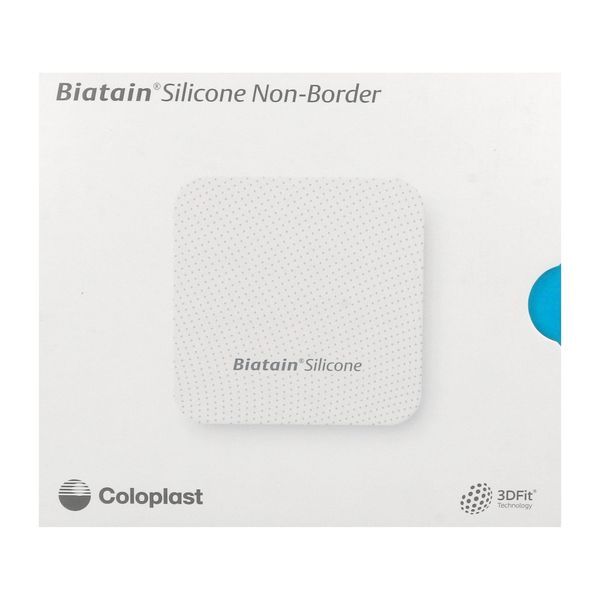 BIATAIN SILICONE NON BORDER Pansement hydrocellulaire micro-adhérent siliconé, technologie 3DFit, stérile, 12,5 cm x 12,5 cm (ref. 390231), bt 10
