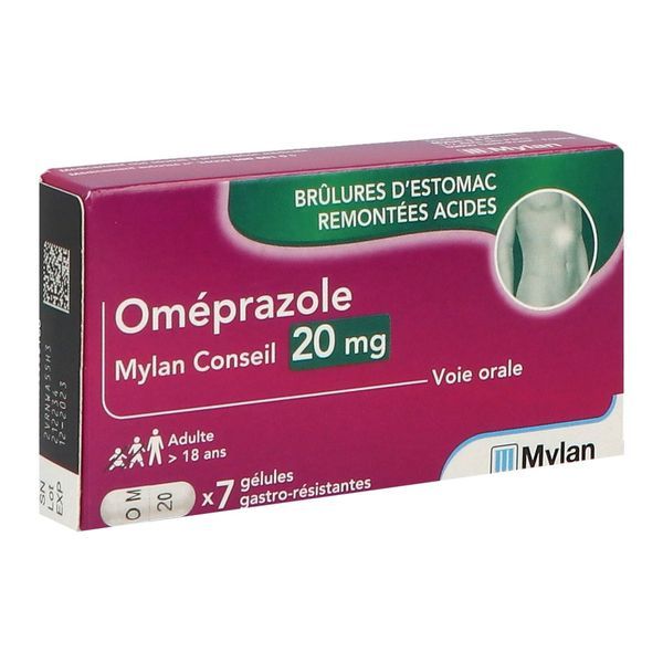 OMEPRAZOLE VIATRIS CONSEIL Gélule gastrorésistante 20 mg, boîte 7