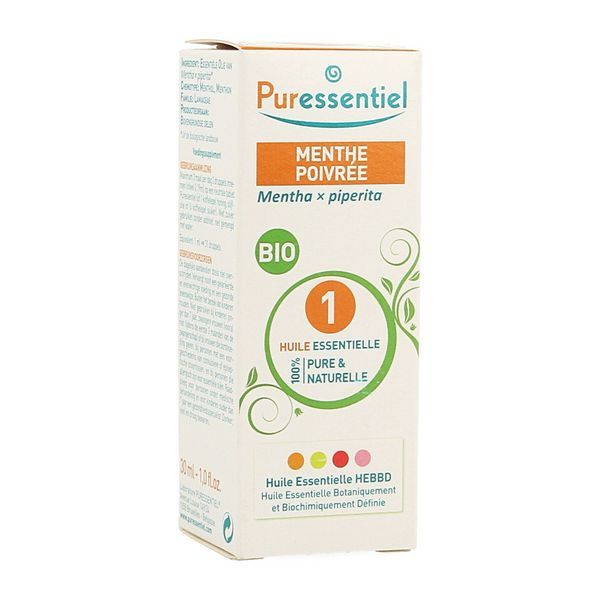 PURESSENTIEL HUILE ESSENTIELLE BIO COMPLEMENT ALIMENTAIRE Complément alimentaire, huile essentielle de menthe poivrée HEBBD, fl 30 ml