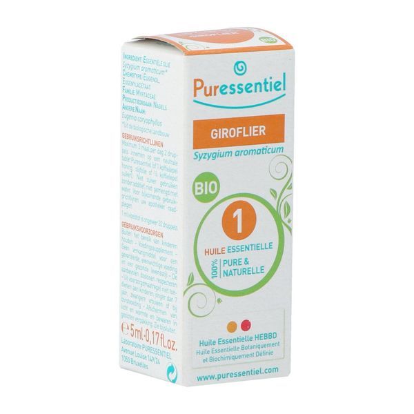 PURESSENTIEL HUILE ESSENTIELLE BIO COMPLEMENT ALIMENTAIRE Complément alimentaire, huile essentielle de giroflier HEBBD, fl 5 ml