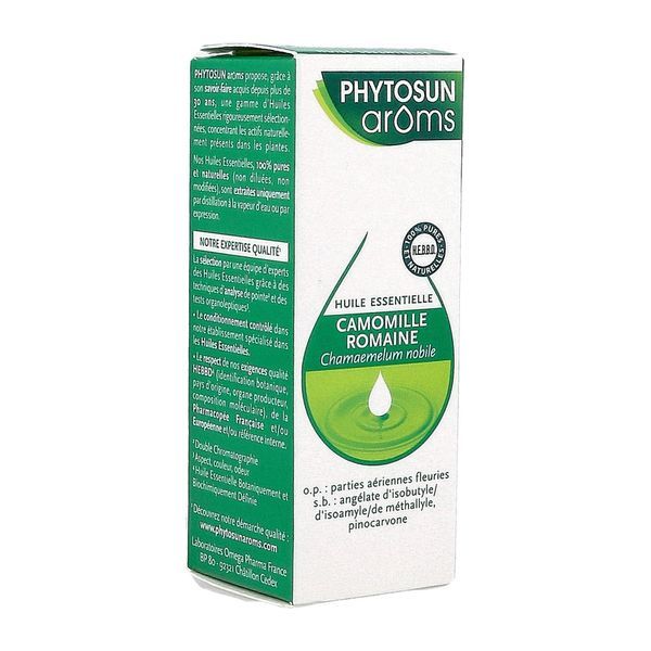 PHYTOSUN AROMS CAMOMILLE ROMAINE HUILE ESSENTIELLE Huile essentielle, complément alimentaire à base de camomille romaine HEBBD, fl 5 ml