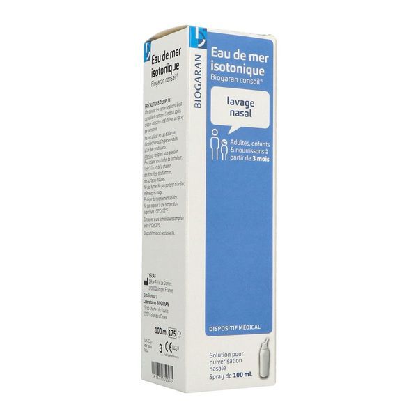 BIOGARAN CONSEIL EAU DE MER ISOTONIQUE Solution pour pulvérisation nasale d'eau de mer isotonique, spray 100 ml