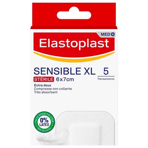 ELASTOPLAST MED+ SENSIBLE XL Pansement hypoallergénique, stérile pour peau sensible, bt 5