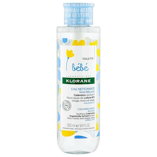 KLORANE BEBE TOILETTE EAU NETTOYANTE SANS RINCAGE Eau nettoyante au calendula bio, fl 500 ml