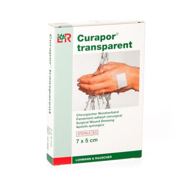 CURAPOR TRANSPARENT Pansement stérile, adhésif 4 côtés, transparent, 5 cm x 7 cm, bt 5