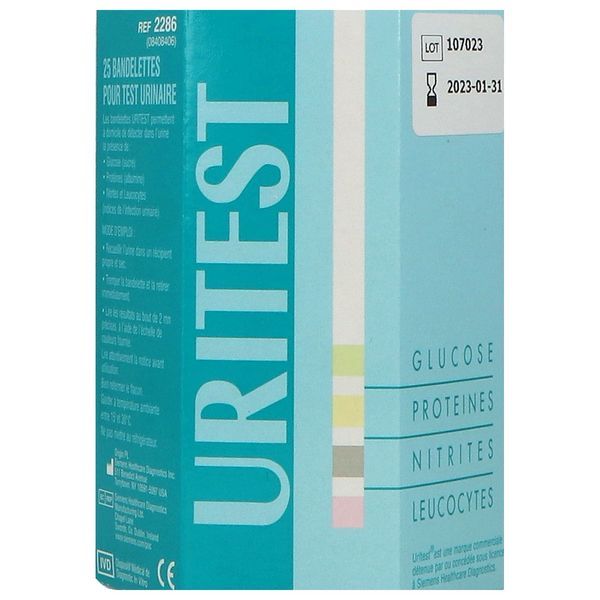 CLINISTIX URI Autotest, bandelette réactive, 4 paramètres, bt 25