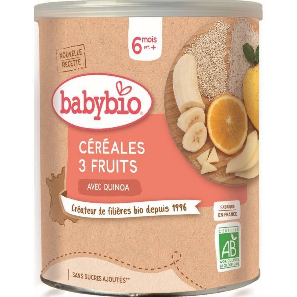Babybio Céréales 3 Fruits BIO - dès 6 mois - 220 g