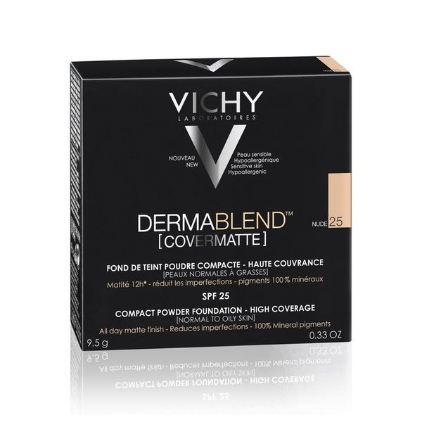 DERMABLEND COVERMATTE POUDRE COMPACTE Fond de teint compact haute couvrance, SPF 25, n° 25, nude, boîtier 9,5 g