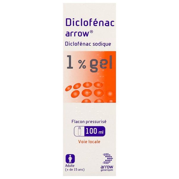 DICLOFENAC ARROW Gel en flacon pressurisé 1 %, boîte 1 flacon pressurisé 100 ml
