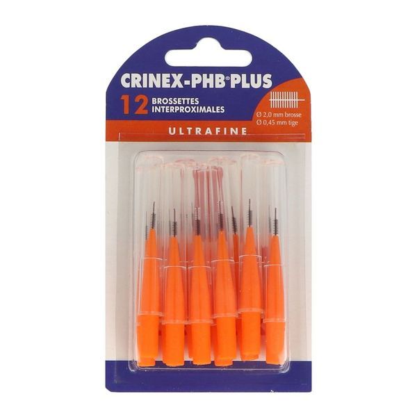 CRINEX - PHB PLUS Brossette interdentaire cylindrique compacte, ultrafine, orange, blister 12