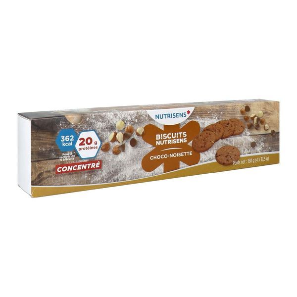 NUTRISENS BISCUITS Denrée alimentaire destinée à des fins médicales spéciales, choco - noisette, bt 20